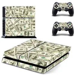 Долларов США денежных кожи Стикеры для PS4 Игровые приставки + 2 Пульты ДУ для игровых приставок кожи таблички