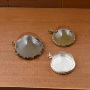 

5set hollow glass dome with setting base with ring set orb glass globe pendant glass bottle jewelry pendant different style