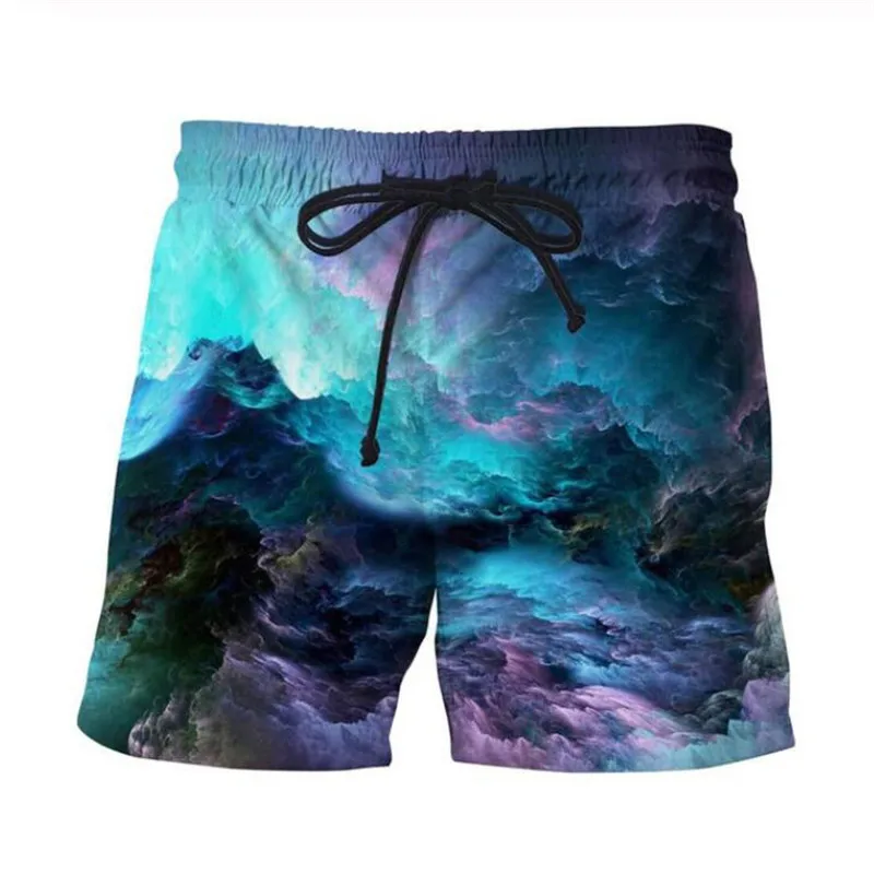 Green Weed Casual Shorts Funny Cool Blue Galaxy Summer Classic Sweatpants Fitness Short Jogger Mesh Breathable Shorts Trousers