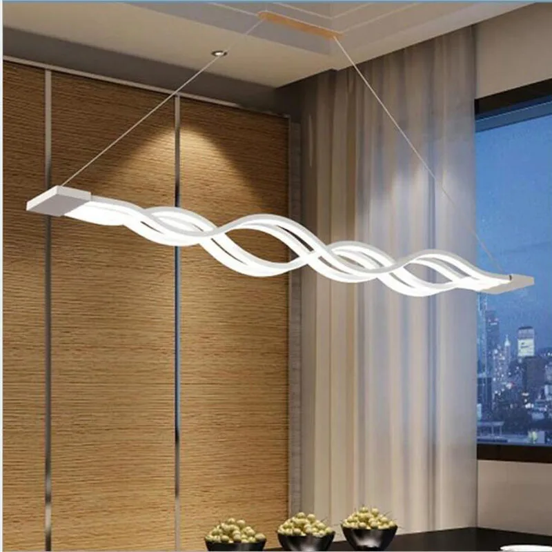 

L LED restaurant chandelier modern minimalist four-head wave creative personality office hotel dining room bar home decoration