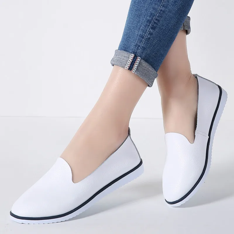 

THV Women Ballet Flats Shoes Genuine Leather Slip on ladies Shallow Moccasins Casual Shoes Female Summer Loafer Shoes Women
