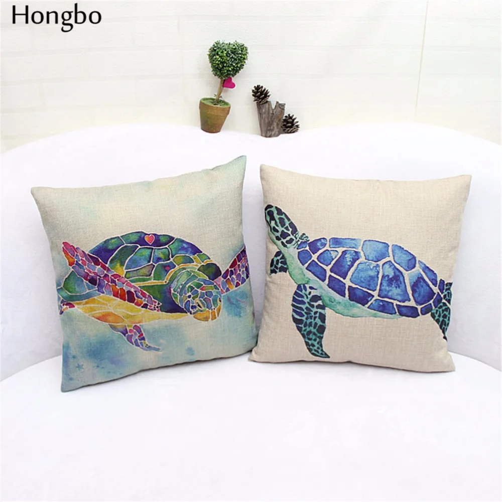 Hongbo Ocean Beach Cushion Cover Decorative Turtle Cushion Covers Sofa