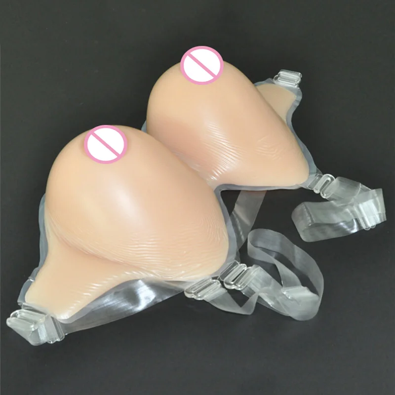 3600g 10XL Huge Silicone Breast Forms Fake Boobs Enhancer with Straps Crossdress Drag Queen False Beasts Dark Beige