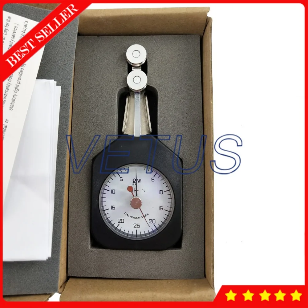 25-2-25 Range Almencla DTF-25 Double Needles Yarn Tension Meter Tensiometer Dial Tension Gauge for Measuring Tiny Wire 