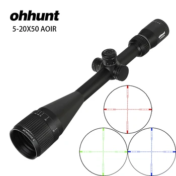 online Ohhunt 5-20x50 Aoir Tamanho Completo Caça Riflescope Rgb Iluminado Fio Retículo Tático Sniper óptica Visão Rifle Escopo