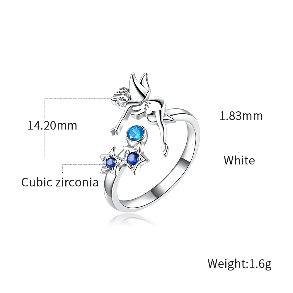 DEELAN, кольца для женщин, модные, с голубым кристаллом, эльф, ювелирное изделие для девочек, регулируемое, очаровательное, циркониевое кольцо, подарок на день Святого Валентина, ювелирное изделие