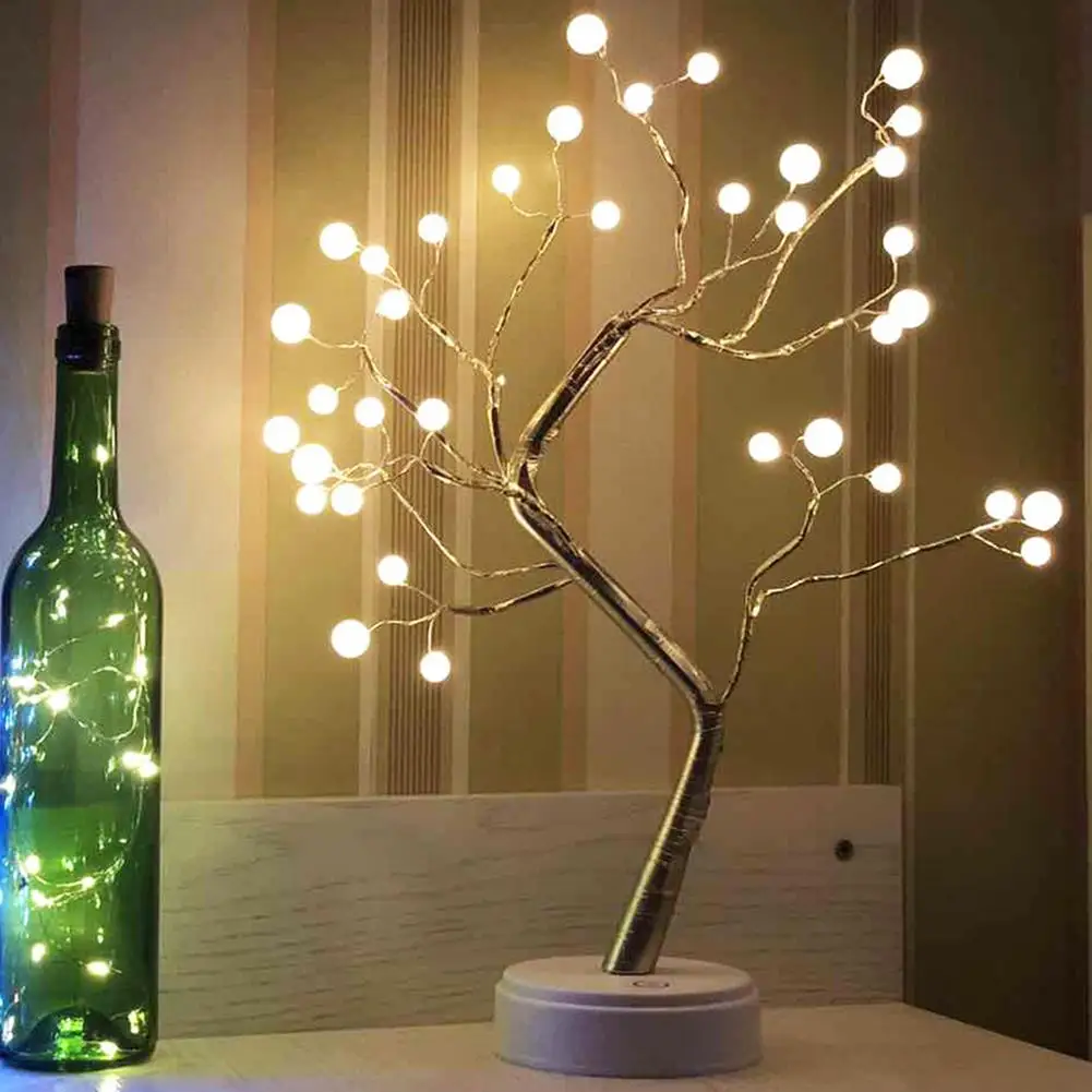 

36 LEDs USB Round Ball Tree Night Light Desk Lamp Kids Gift Home Bedroom Decor