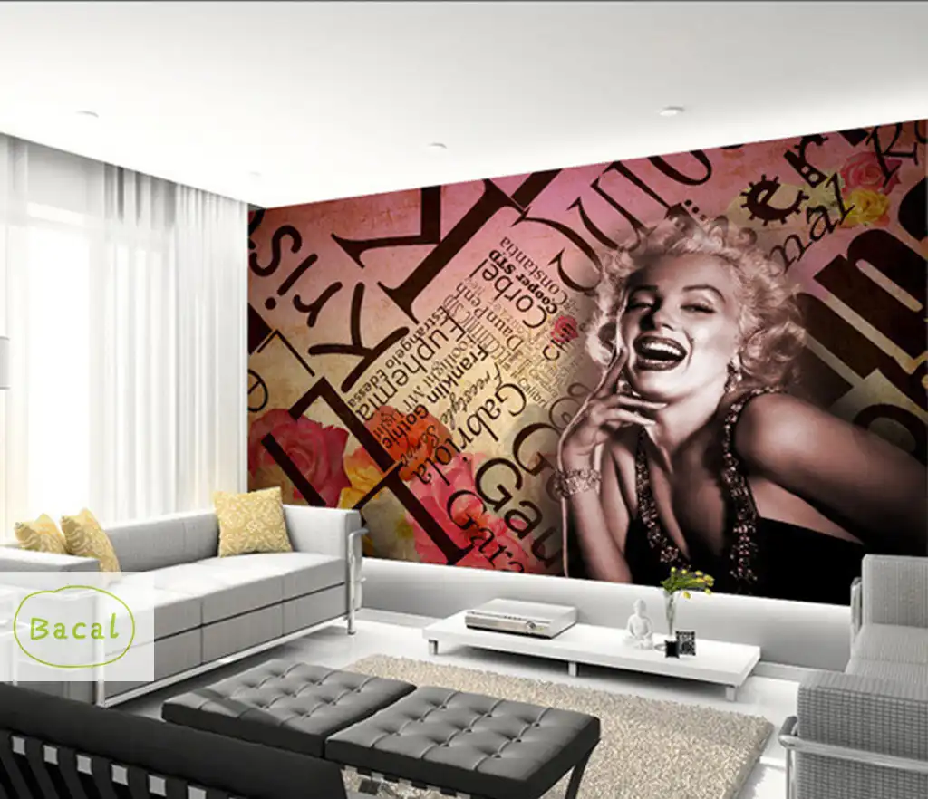 Bacal Vintage Wall Papers Stickers Marilyn Monroe Photo Wallpaper 5d For Living Room Bedroom Home Decor Papier Peint Mural 3d