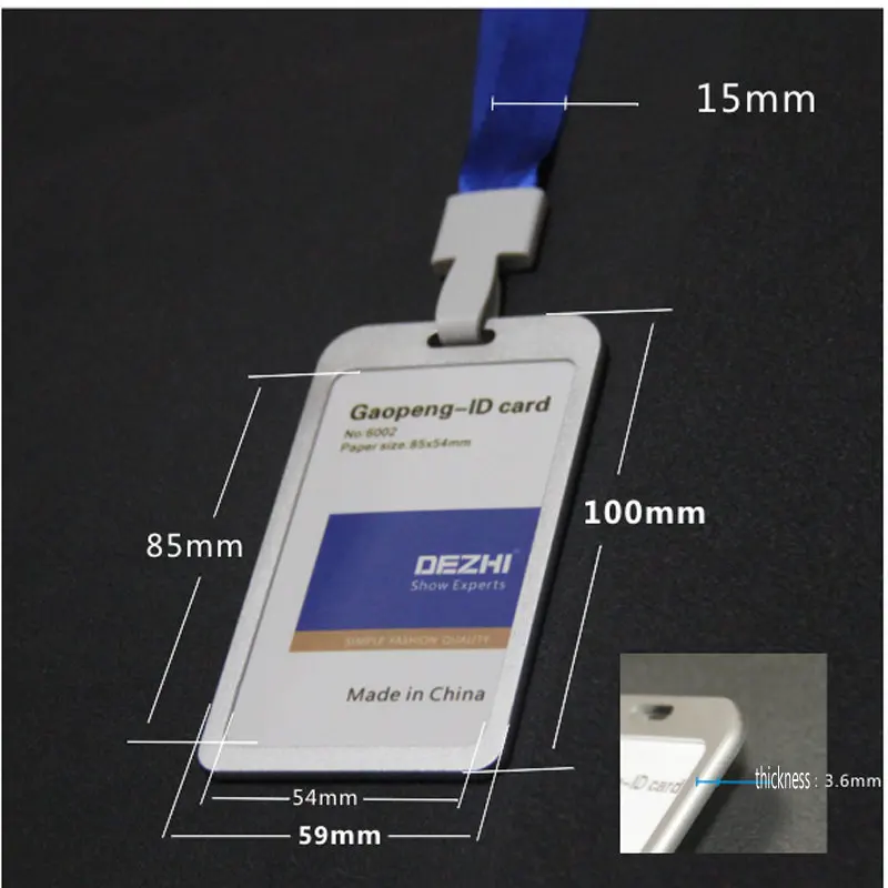 Высокое качество алюминий сплав работы держатель для карт, Узкий край ID/IC карты держатель для бейджа + красочные полиэстер шнурки