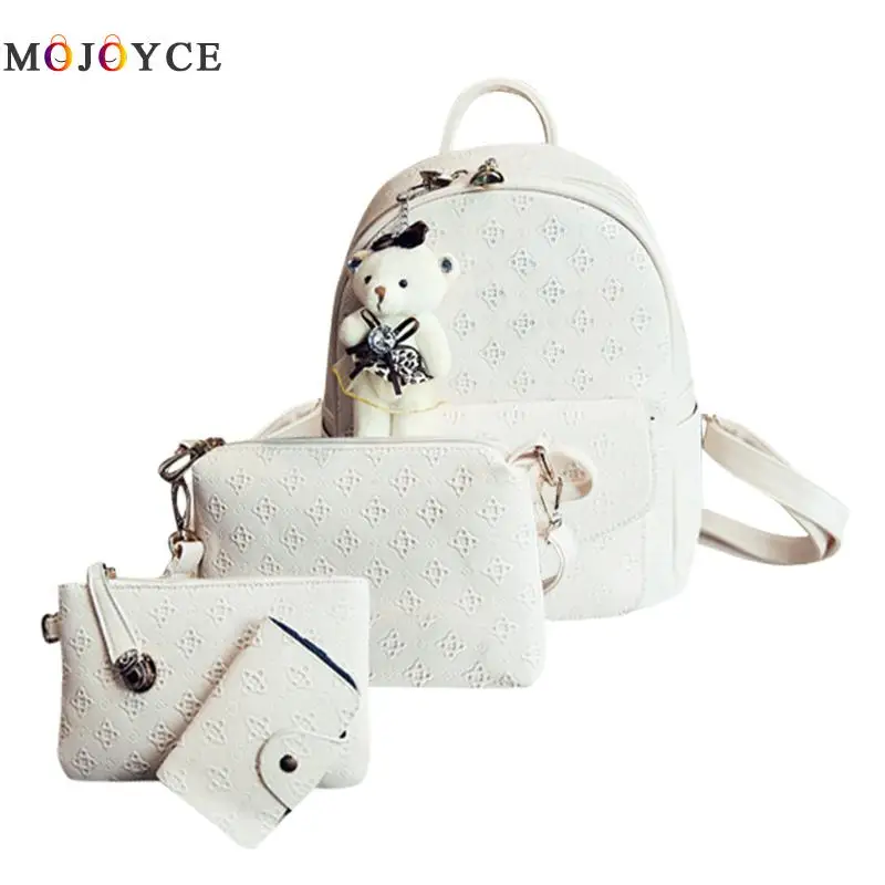 4pcs PU Leather Backpacks Women Composite Bags Famous Brand Bowknot Zipper Backpack Female Mochila Feminina 4pcs PU Leather Backpacks Women Composite Bags Famous Brand Bowknot Zipper Backpack Female Mochila Feminina