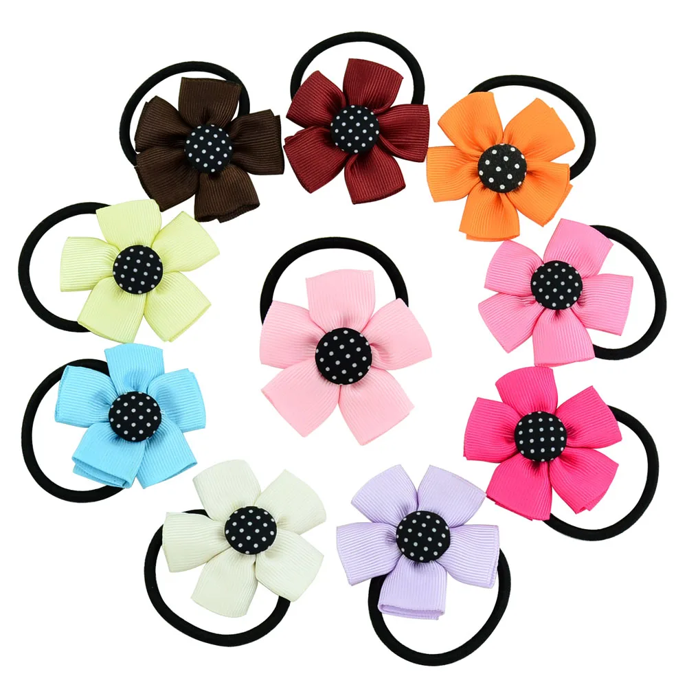 

Hot 10pcs/lot 2.2 Inch Kids Cute Headwear Flower Bows Band With Elastic Band Ribbon Accessories Headband DIY 689
