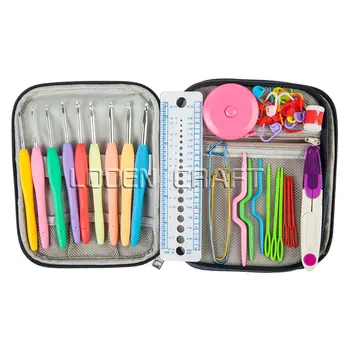 

36Pcs/set Crochet Hook Needles Set Yarn Weave Knitting Needles Scissors Sewing Needles Rulers Sewing Accessories with Blue Case