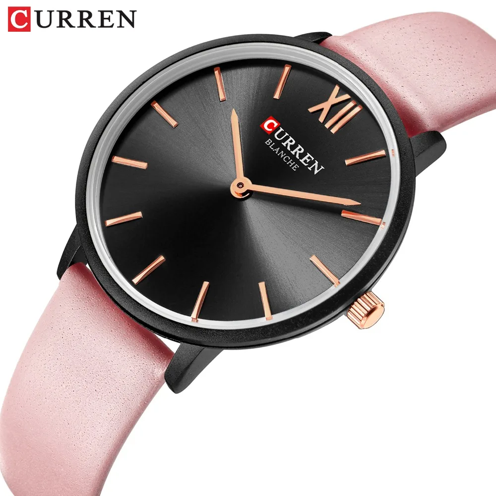 

CURREN Pink Analog Women Watches Quartz Clock Female Casual Ladies Wrist Watch Soft Leather Strap Watch Relogios Feminino