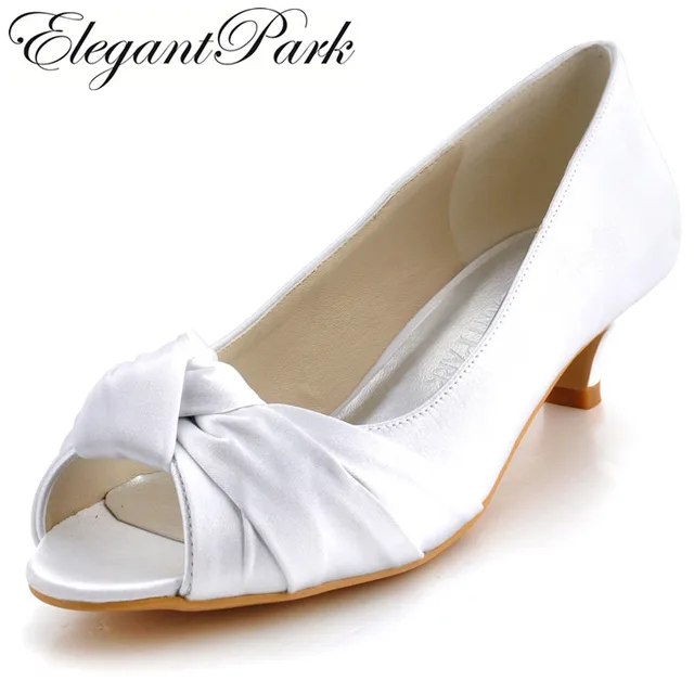 Women Wedding Pumps Ep2045 Ivory White Comfortable Low Heels Women Wedding Pumps Ep2045 Ivory White Comfortable Low Heels P Toe Knot Satin Bride Lady