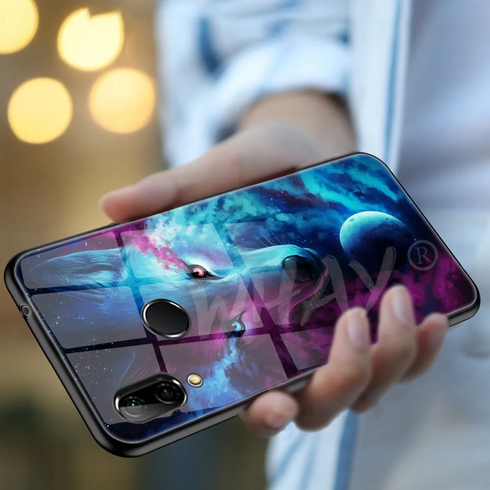 Fitted Case For Huawei Nova 3 Luxury Pattern Glass Coque For P20 Pro P Smart  Mate P20 10 Lite Honor 7 10 9 Lite Y6 2018 Cover   (2)