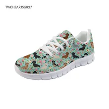 Twoheartsgirl Kawaii/корейский стиль; Летняя обувь на плоской подошве со шнуровкой; дышащая обувь с принтом собаки; сетчатая обувь; удобная женская обувь на плоской подошве