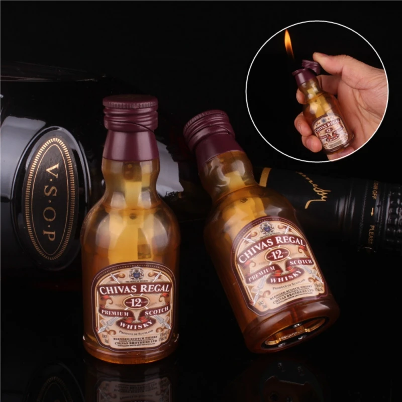 

Pocket Lighter Wine Bottle Pattern Portable Inflatable Cigarette Ignition Tool Birthday Gift For Smokers Smoking Accessories
