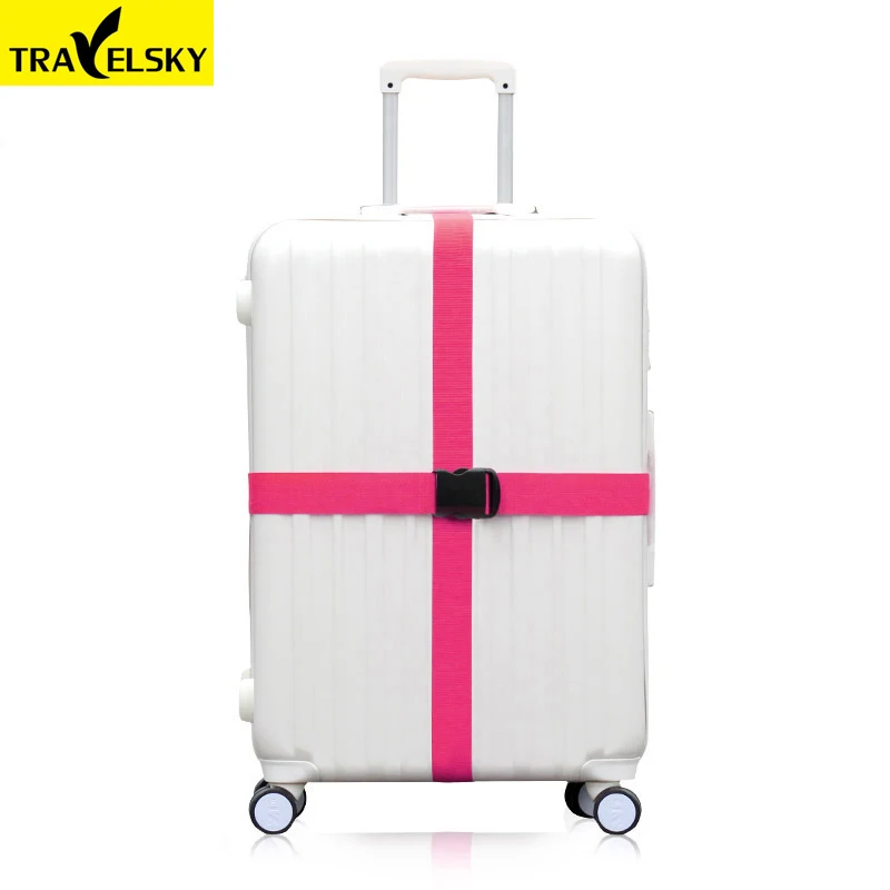 2pcs/set Travelsky New Travel cross straps Strong Nylon Belt size 18 to 34 inches suitcase TSA three layer password lock Strap 