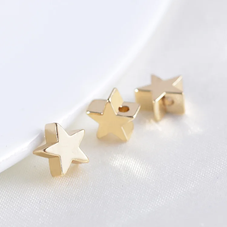 

(32007)10PCS 6MM 8MM 24K Champagne Gold Color Brass Star Bracelets Spacer Beads High Quality Diy Jewelry Findings Accessories