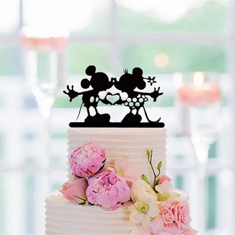 Черный акриловый Микки Минни торт Топпер для свадебной вечеринки аксессуары для украшения торта для предродовой вечеринки украшения на день рождения
