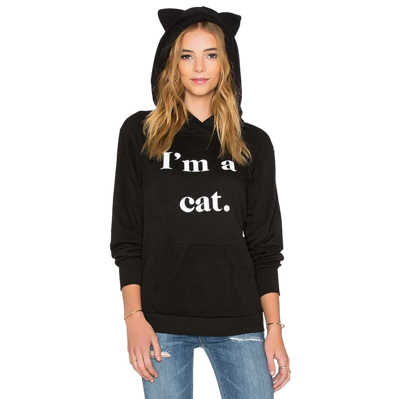 Cat Ears Hoodies Women Monsta X Ariana Grande Blackpink BTS Kpop Got7 Gothic Harajuku Kawaii Black Print Hoody Oversized Clothes Cat Ears Hoodies Women Monsta X Ariana Grande Blackpink BTS Kpop Got7 Gothic Harajuku Kawaii Black Print Hoody Oversized Clothes