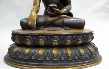 

Tibet Buddhism 100% purple Copper Bronze RuLai Sakyamuni hold Bowl Buddha Statue