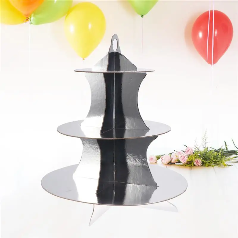Подставка для десерта вечерние DIY Круглый Дисплей съемная подставка три-многослойная бумага торт стенд(серебро