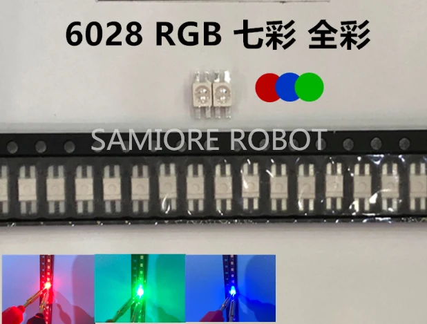 Для SMD 3528/6028 RGB светодиодный общий анод SMT чип триколор (красный зеленый синий) 1210