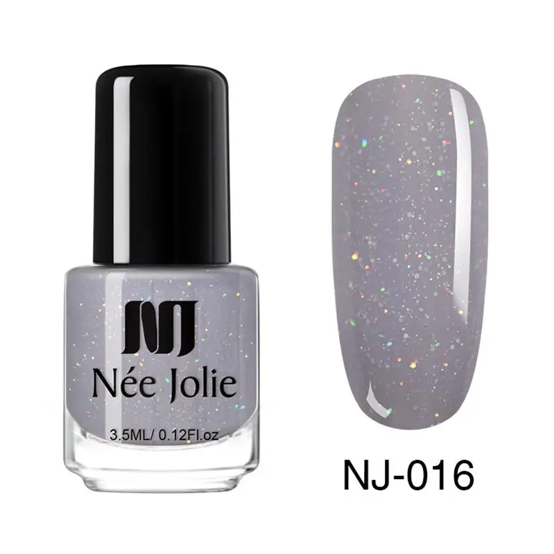 NEE JOLIE 18 Colors Shimmer Nail Polish Pure Nail Color Pink Purple Gray Series Glimmer Fast Dry Nail Art Varnish 3.5ml - Цвет: NJ-016