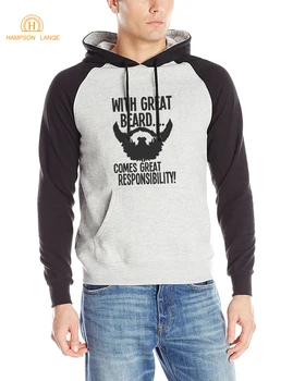 

HAMPSON LANQE With Great Beard Comes Great Responsibility Hoodie For Men 2019 Autumn Warm High Quality Sweatshirts Raglan Hooded