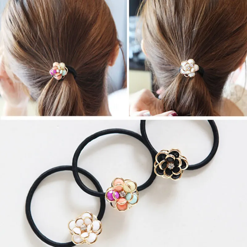

M MISM Girl Elastic Hair Bands Flower Cute Scrunchy For Women Elegant Gum For Hair Lovely Ponytail Holders Hair Accessories New