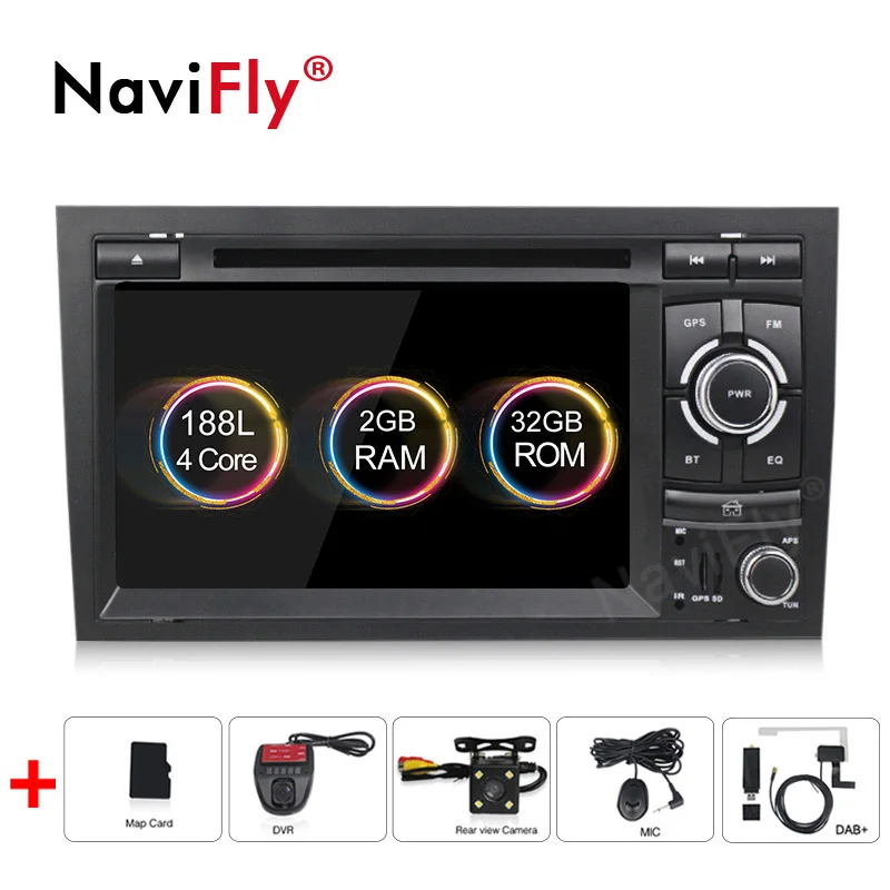 Discount Navifly Android9.1 RDS 32G ROM 2G RAM 2din Car Multimedia player For Audi A4 B6 B7 S4 B7 B6 RS4 B7 SEAT Exeo dvd player radio 1