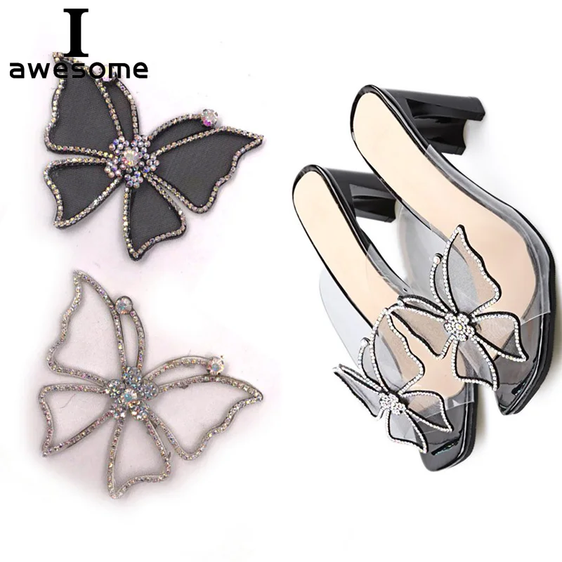 

1pcs bow-knot Bridal Wedding Party Shoes flower Accessories High Heels Shoes DIY Manual mesh Rhinestone Shoe Jewelry Decorations