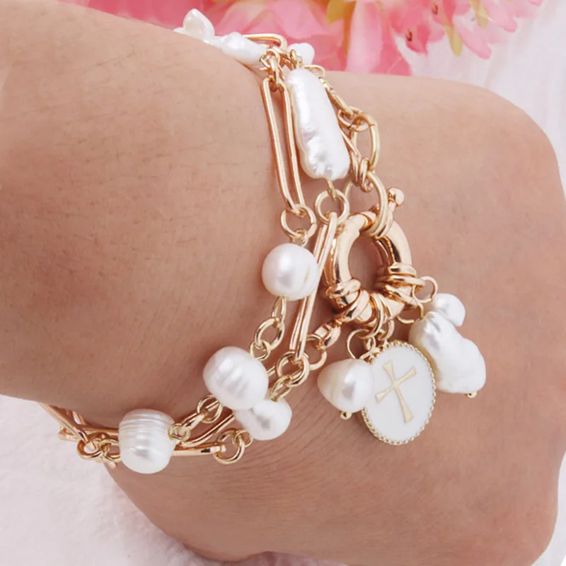 

NeeFu WoFu Freshwater Pearls Bracelete shell Nationality manual Braceletes Pulsera de piedra Mujer de Bohemia Bangle Jewelry