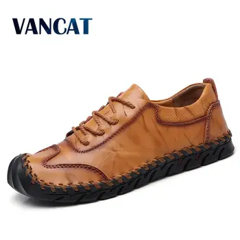 

Vancat Fashion Handmade Men Shoes Plus Size 38-46 Comfort Mens Loafers High Quality Soft Casual Shoes Man Flats Moccasins