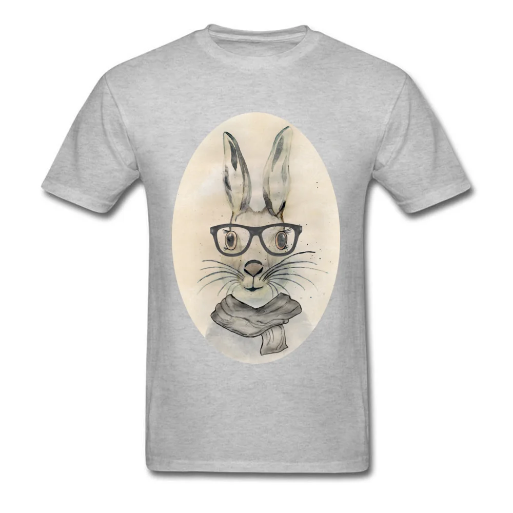 Cute funny watercolor bunny with glasses and scarf hand paint_grey