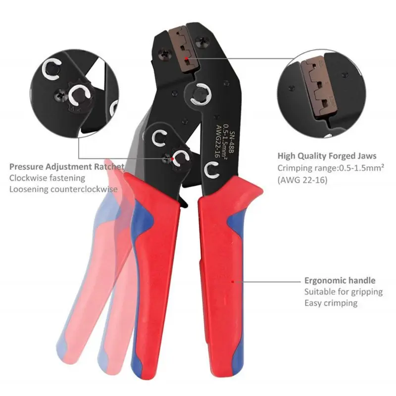 

48B Crimping Plier Set With 600Pcs Insert Spring Terminal Cold Compression Pincers Wire Connector Crimper Boxed Kit