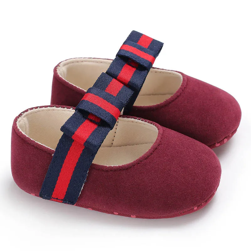 Детские обувь прекрасная Bowknot для маленьких девочек обувь мягкая подошва замшевые Нескользящие кроссовки 0-18 месяцев Прямая поставка кроссовки - Цвет: Красный