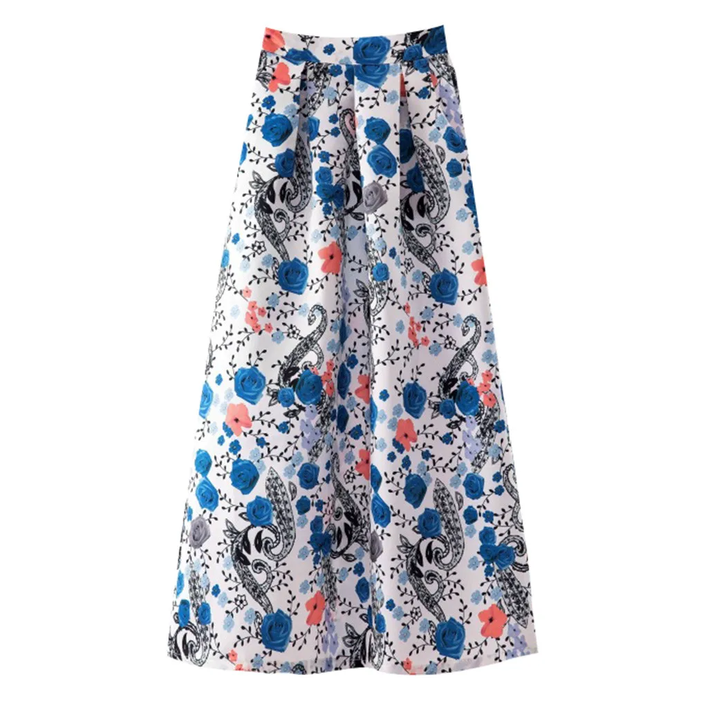 Женская Весенняя и летняя модная повседневная юбка с принтом, ретро большая юбка до середины икры, богемные длинные юбки с принтом