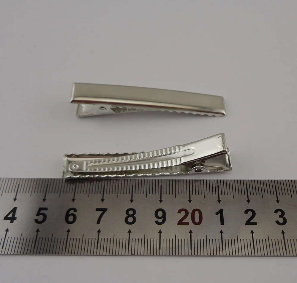 50 шт серебро 6,0 см 2,3" прямоугольные металлические зажимы аллигатора для DIY волос Луки утиное перо клип без свинца, никель бесплатно