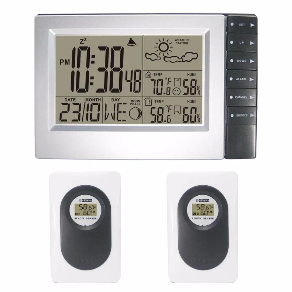 

DYKIE Wireless Weather Station Digital Hygrometer Humidity Outdoor Sensor Thermometer Indoor Outdoor Wall Radio Controlled Clock