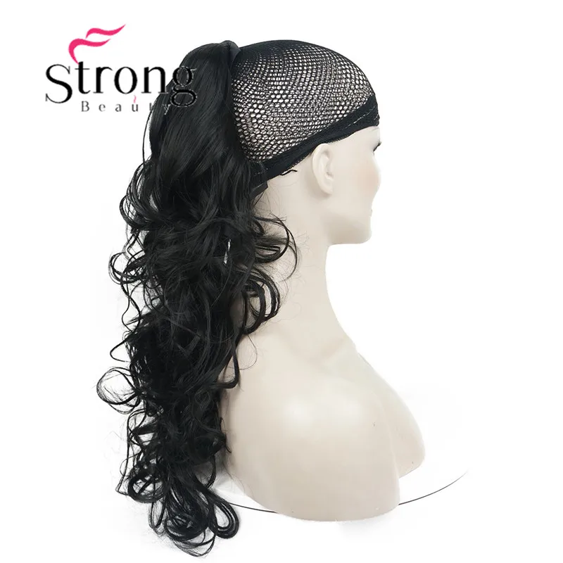 StrongBeauty 2" волнистая Накладка для волос для женщин премиум синтетического волокна 120 г-130 г завязывается заколка для хвоста в наращивание волос