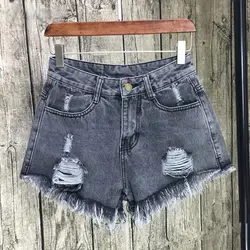 Kkillero 2017 рваные Карманные женские шорты летние повседневные джинсовые шорты винтажные рваные горячие шорты джинсовые для женщин плюс