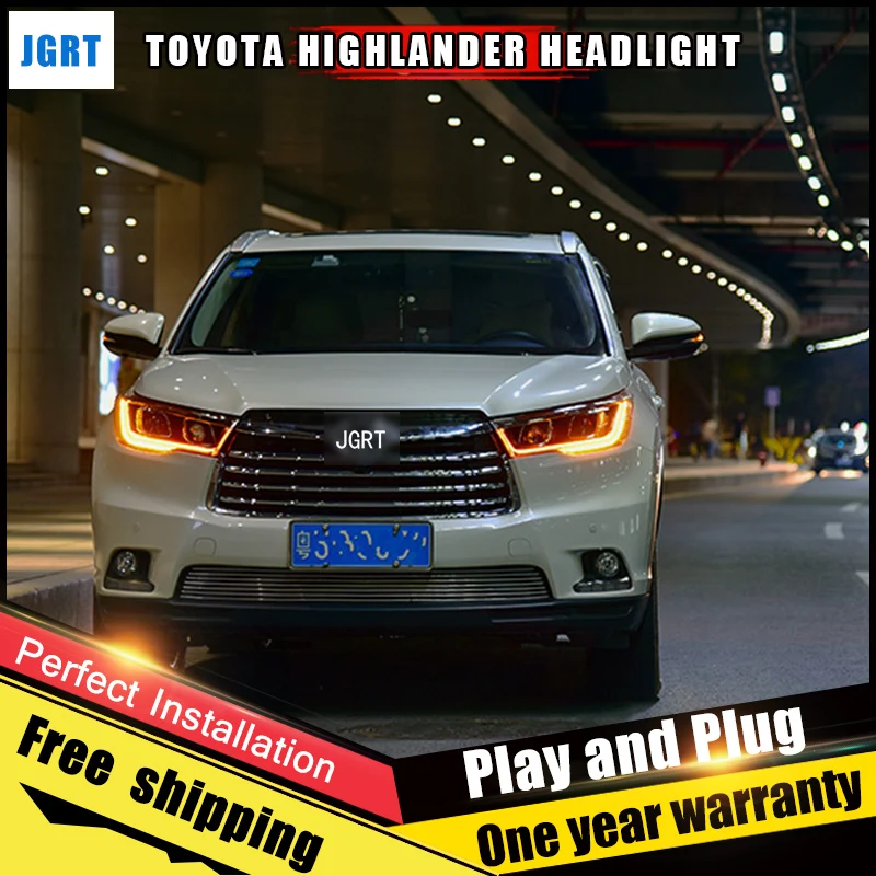 Car Style LED Headlights For Toyota Highlander 15 16 For Highlande Head Lamp LED Lens Double
