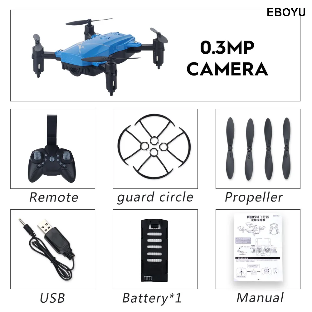 EBOYU LF602 2,4 ГГц мини-Дрон МП/Мп Wi-Fi FPV RC Дрон удерживающий высоту Безголовый режим один ключ возврат RC Квадрокоптер RTF - Цвет: Blue 30W WiFi Cam