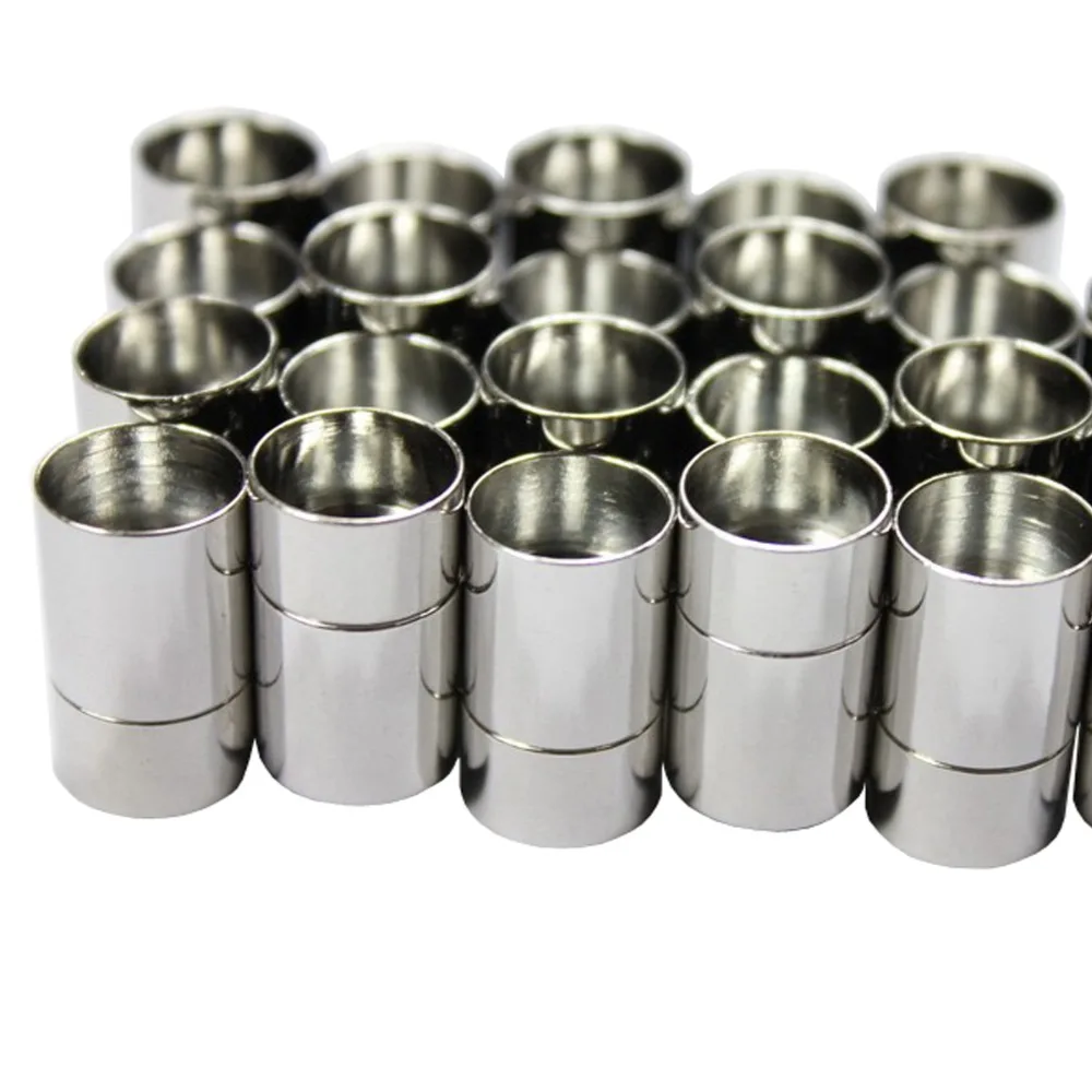 

3 sets 10mm Round Hole Silver Magnetic Closure Cylinder Clasp 20mm Long
