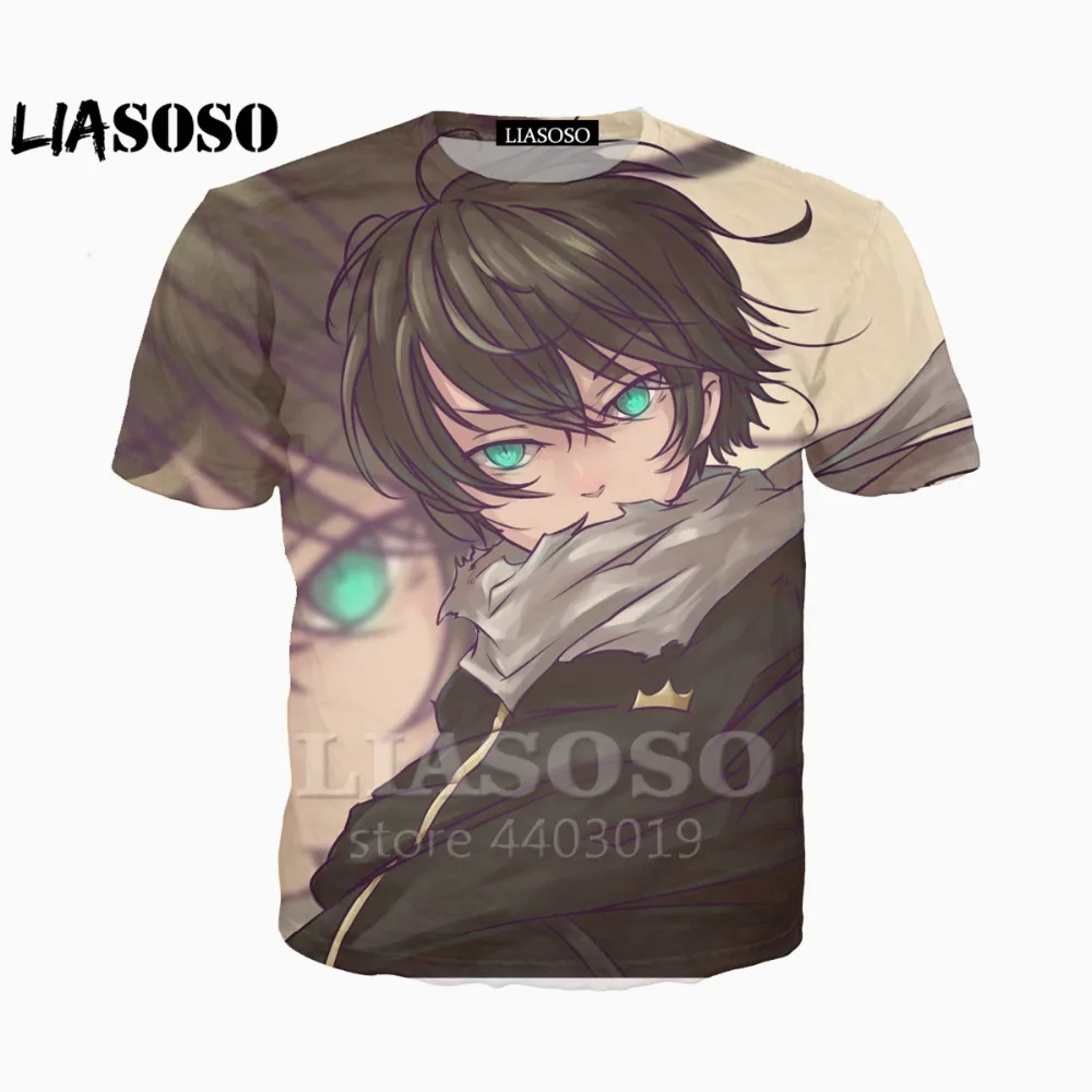 LIASOSO Лидер продаж Мода Harajuku футболка Noragami аниме Йато Yukine Ики Hiyori 3D печати мужская