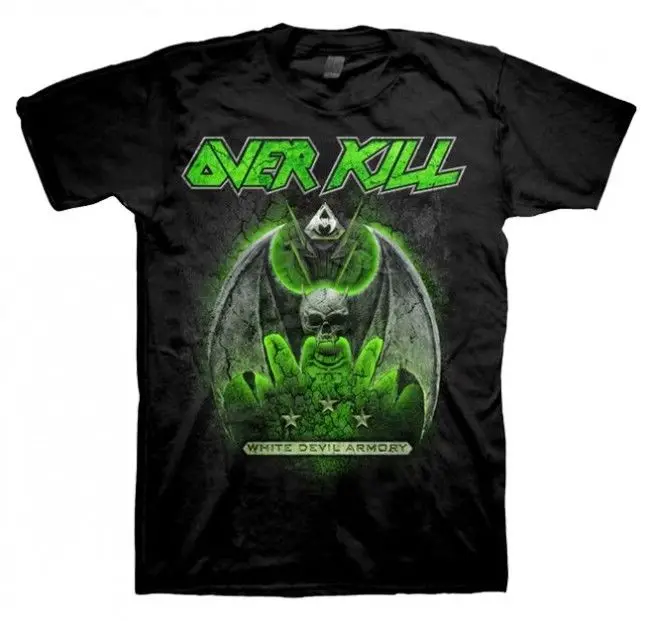 

Overkill - White Devil Armory Black T-Shirt - BRAND NEW - METAL - SMALL T Shirt Sleeve Mens Summer Short Sleeves Casual
