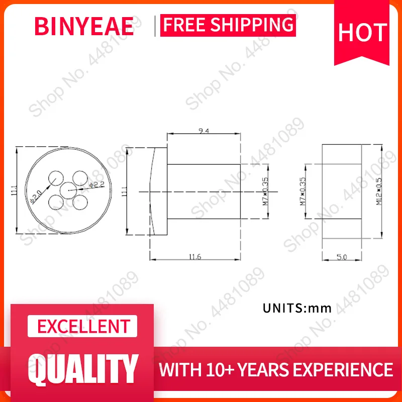 Кнопка объектив BINYEAE M12 FL 12 мм штырьковый для 1/3 CCD с объективом F2.0 CCTV креплением M7