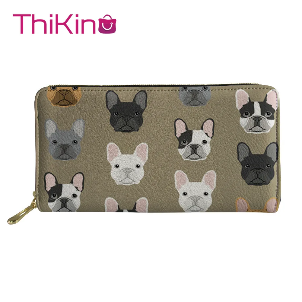 

Thikin french bulldog Paint Long Wallet Zipper Phone Bag Card Holder for Pink Girls Clutch Purse Carteira Handbags Notecase 2019